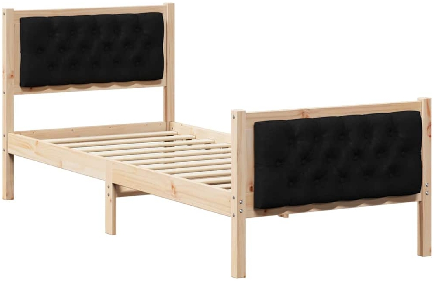 vidaXL Bettrahmen Schwarz 75 x 190 cm Massives Kiefernholz 878441 Bild 1