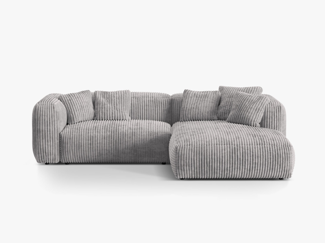 Micadoni Ecksofa Martina 2-Sitzer Kord Hellgrau Rechts Bild 1