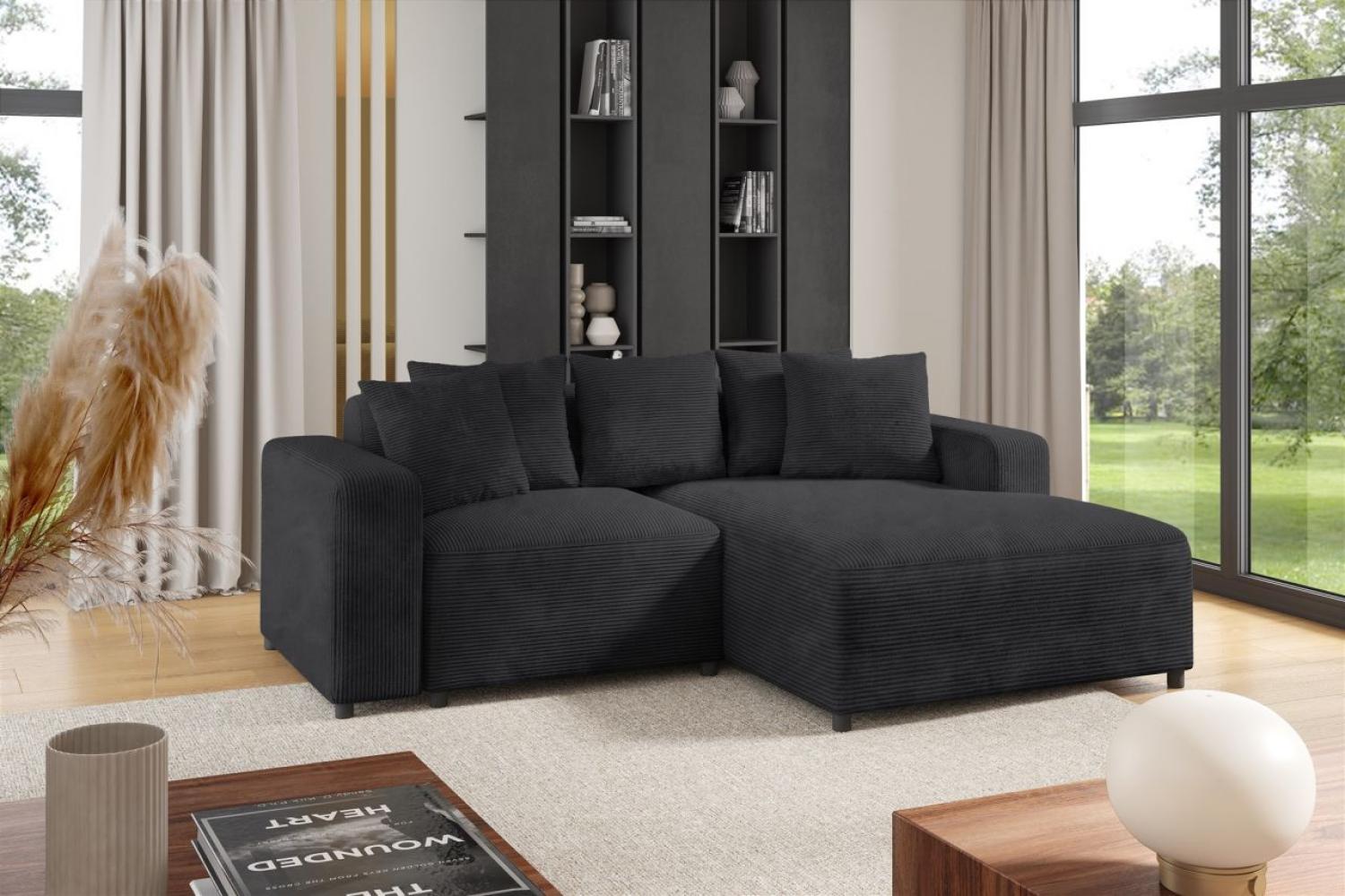 Ecksofa Designersofa Sofa MEGAN XS in Stoff Poso Anthrazit Ottomane Rechts Bild 1