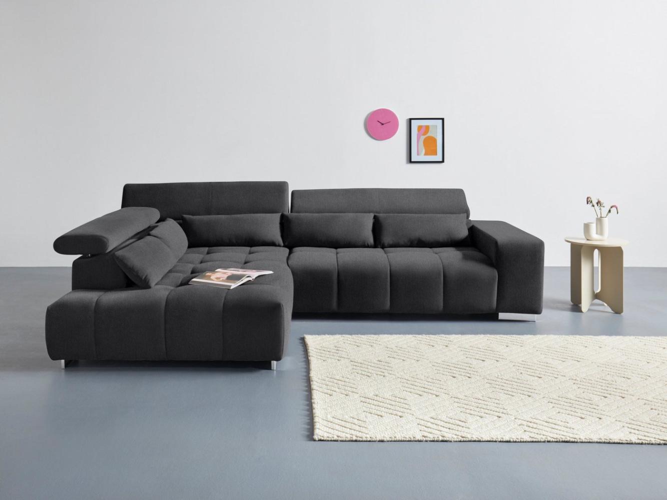 COTTA Ecksofa Orion L-Form, mit Ottomane, inklusive verstellbarer Kopfstützen und 5 Nierenkissen Bild 1