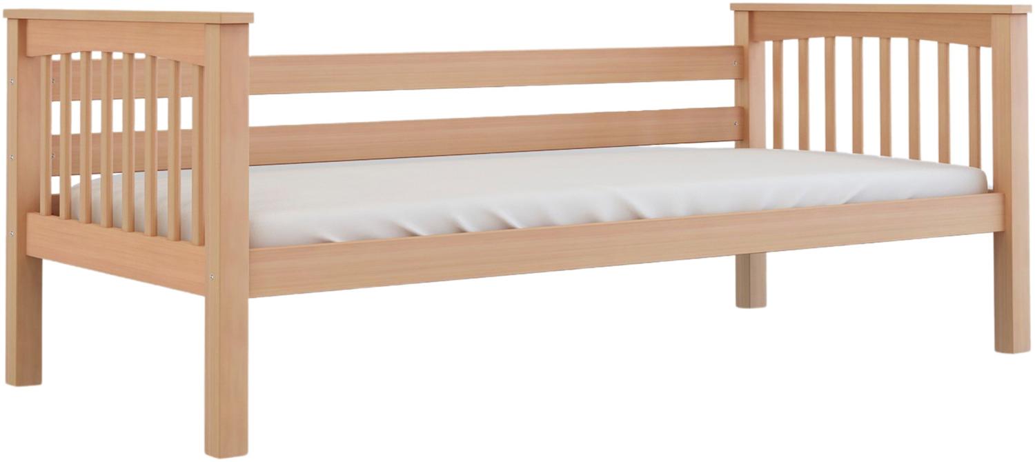 Polini-Kids 'Lea' Sofabett mit Zusatzbett-Bettkasten, massives Buchenholz natur, 90x200 cm Bild 1
