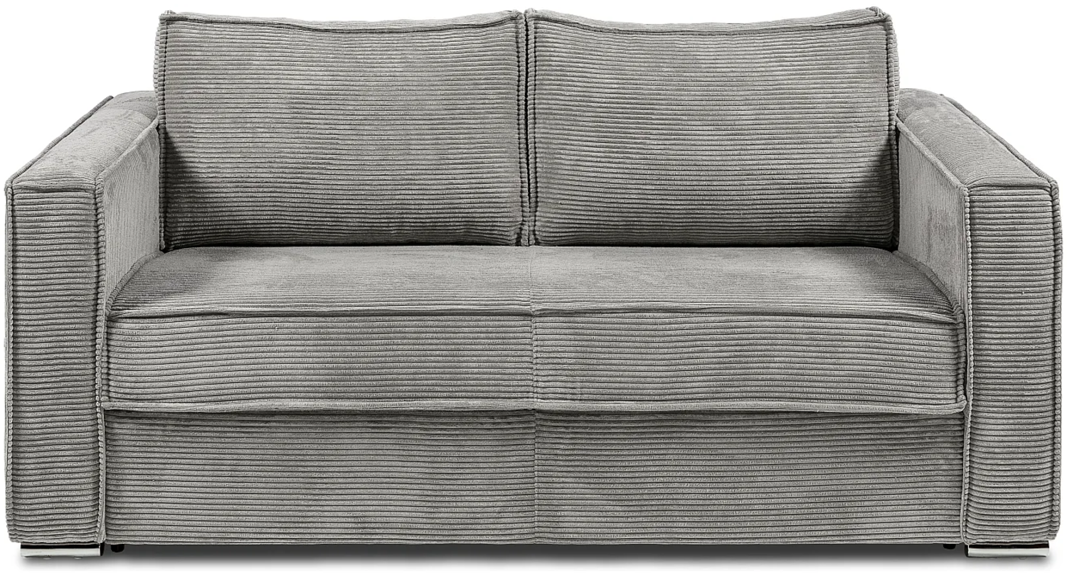 Vente-unique - Schlafsofa mit Matratze 3-Sitzer - Cord - Hellgrau - Liegefläche 140 cm - Matratze 14 cm - LORETO Bild 1