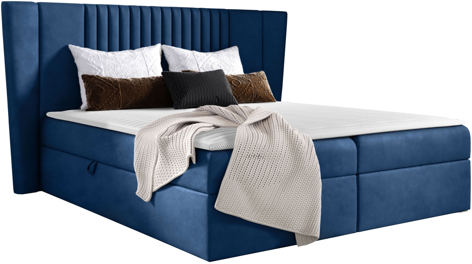 Boxspringbett 'Sagaru' blau 200 x 200 cm Bild 1