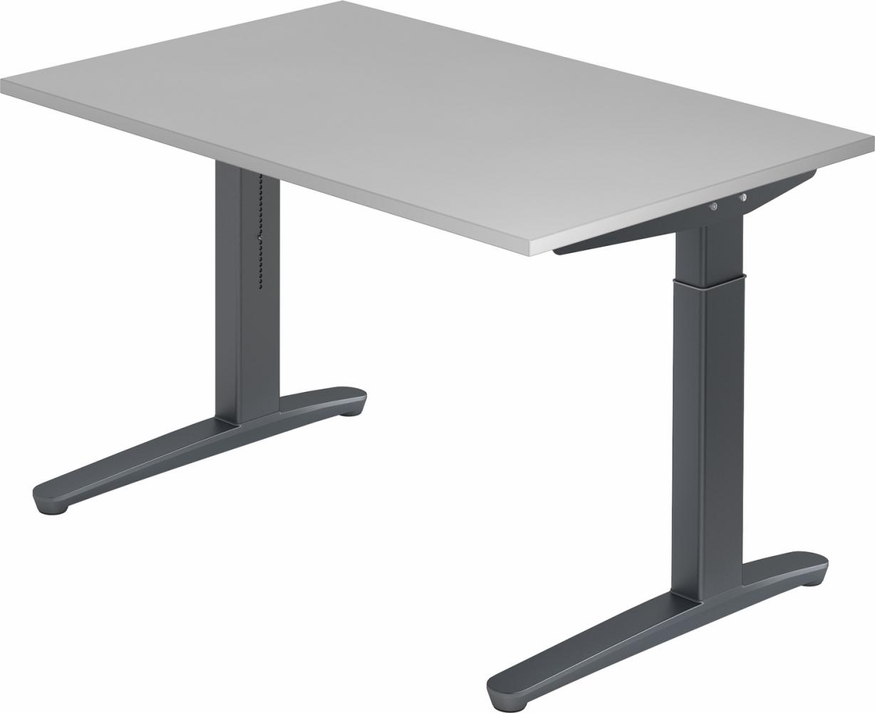 bümö® Design Schreibtisch XB-Serie höhenverstellbar, Tischplatte 120 x 80 cm in grau, Gestell in graphit Bild 1