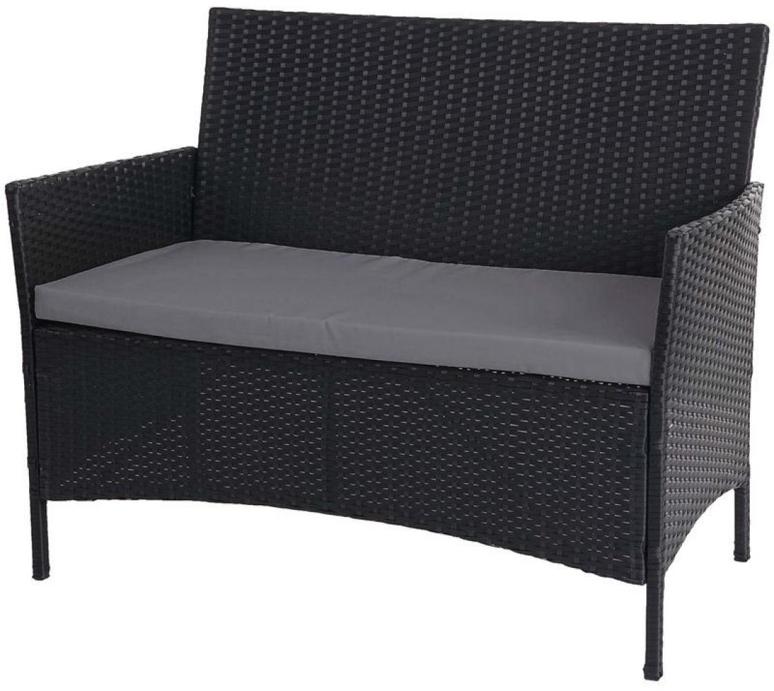 HHG Poly-Rattan Gartenbank Hamar, Sitzbank Bank anthrazit, Kissen anthrazit Bild 1