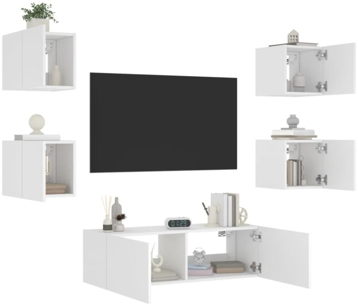 vidaXL 5-tlg. TV-Wohnwand mit LED-Leuchten Weiß 3216860 Bild 1