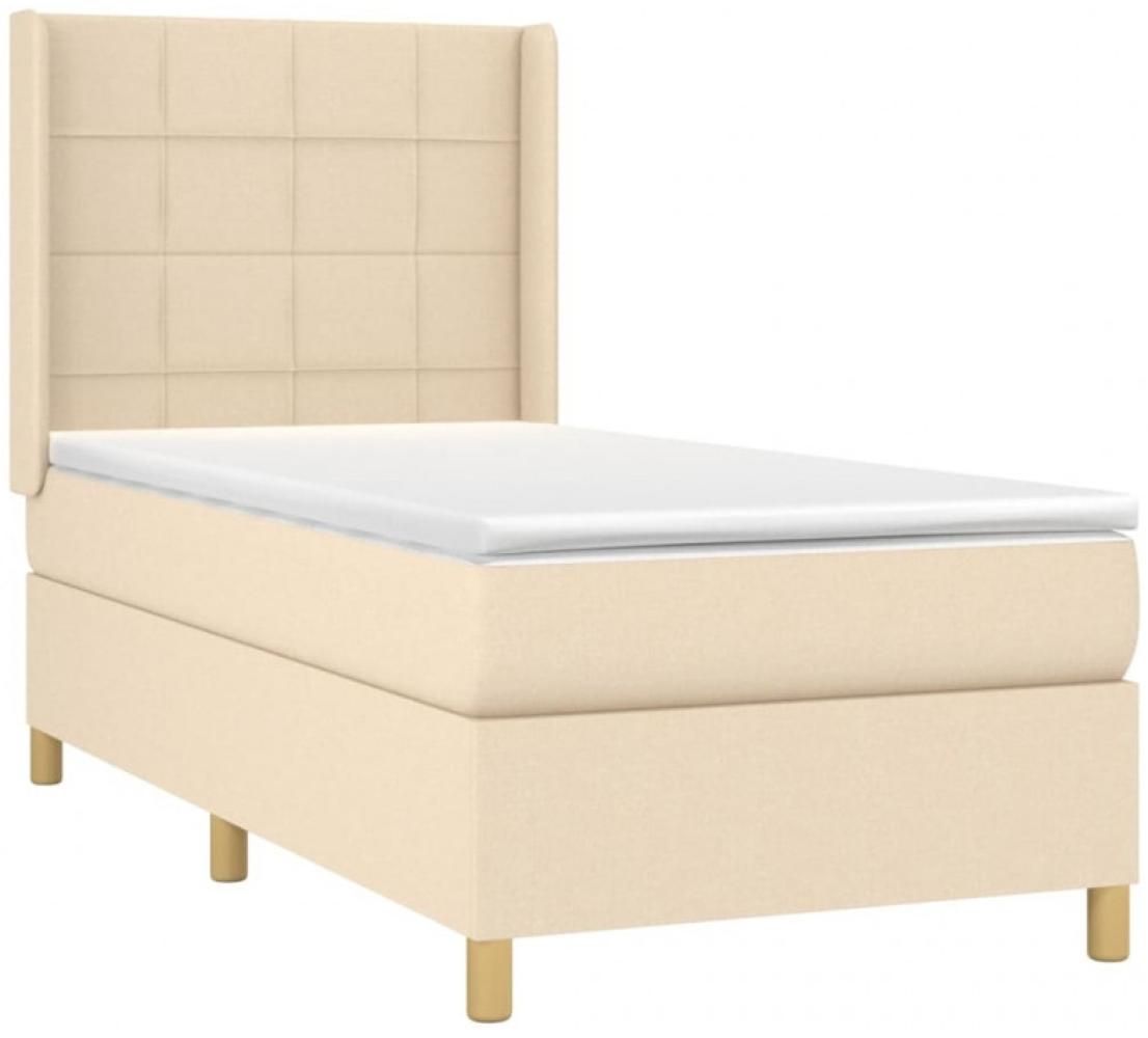 vidaXL Boxspringbett mit Matratze & LED Creme 80x200 cm Stoff Bild 1