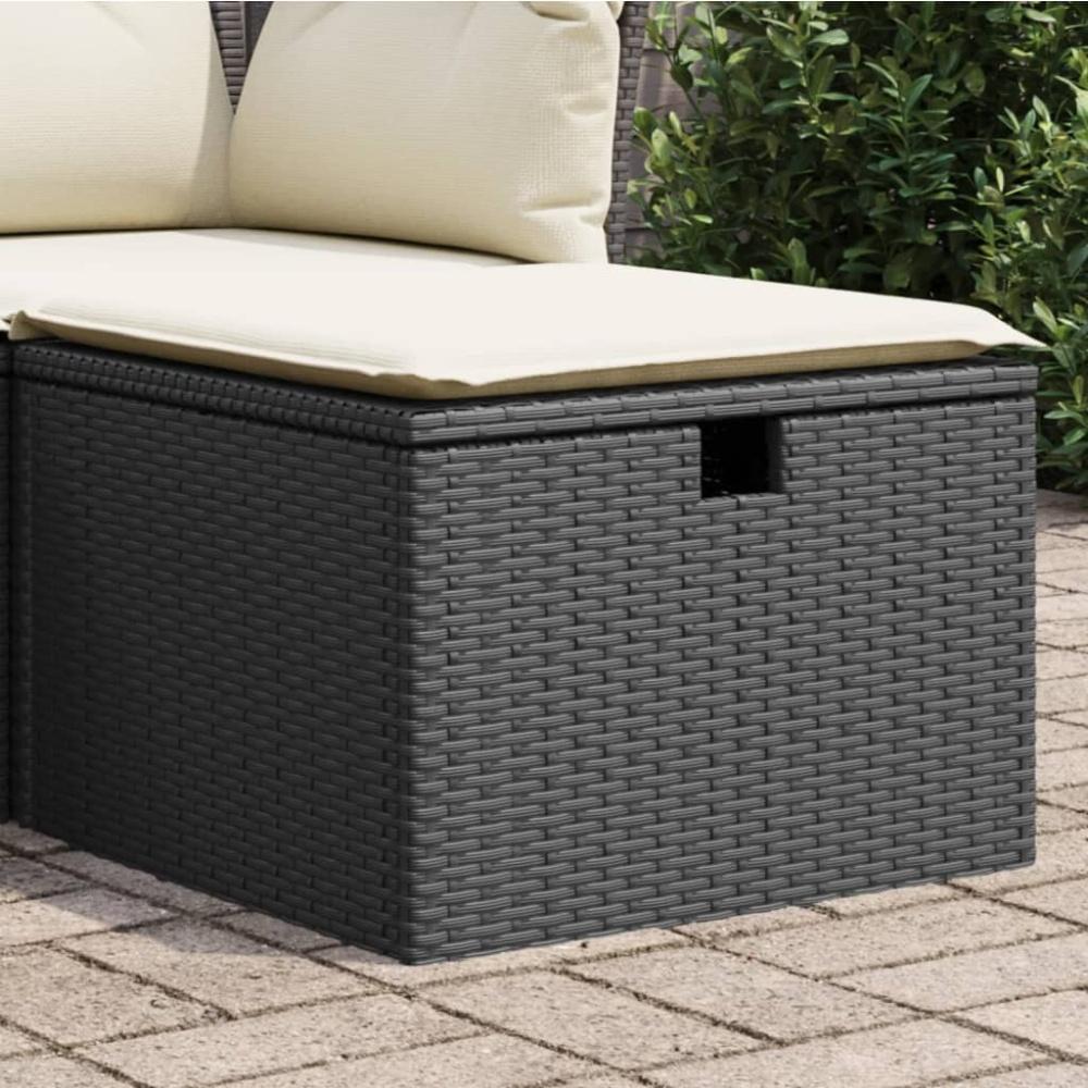 vidaXL Gartenhocker mit Kissen Schwarz 55x55x37 cm Poly Rattan 366002 Bild 1