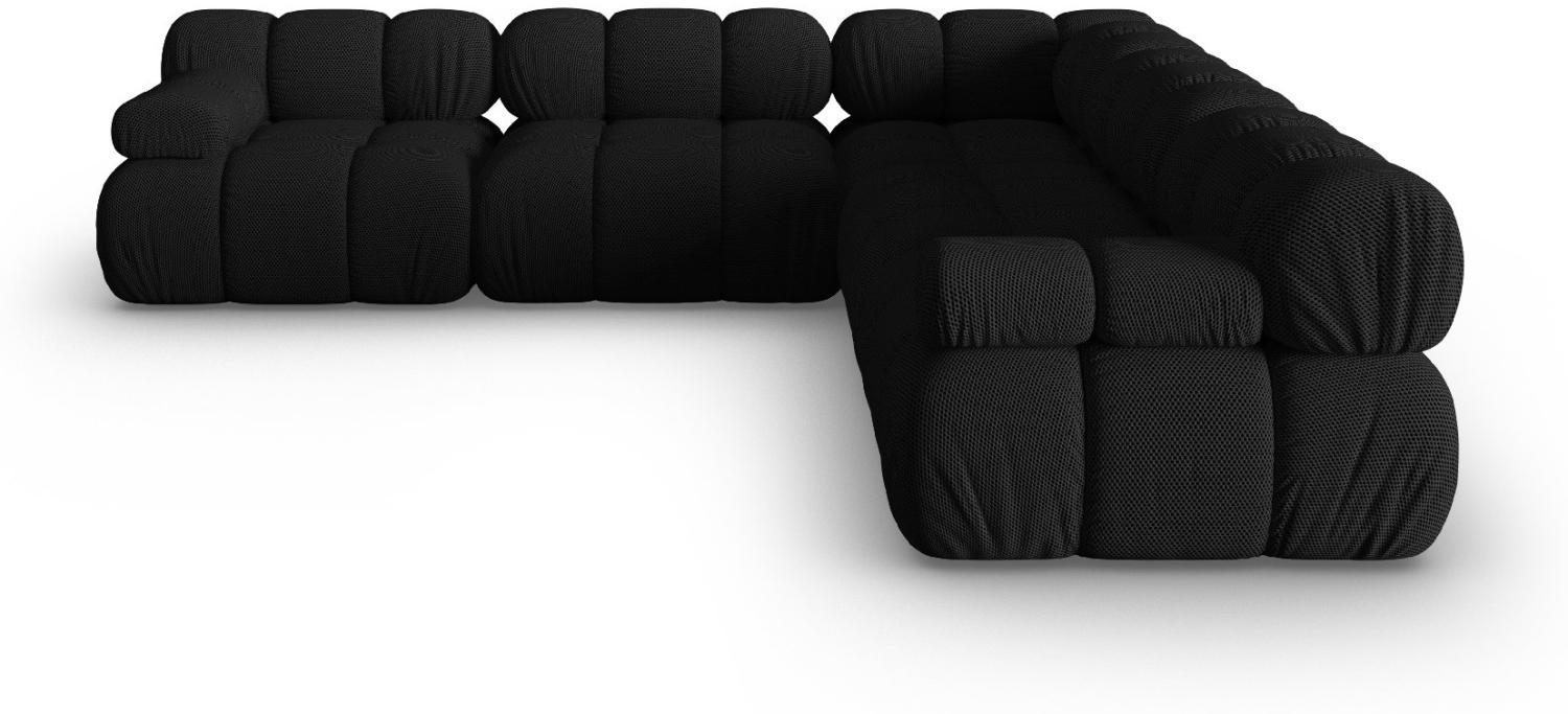 Micadoni Symmetrisches Ecksofa Bellis 5-Sitzer 3D-Stoff Schwarz Bild 1