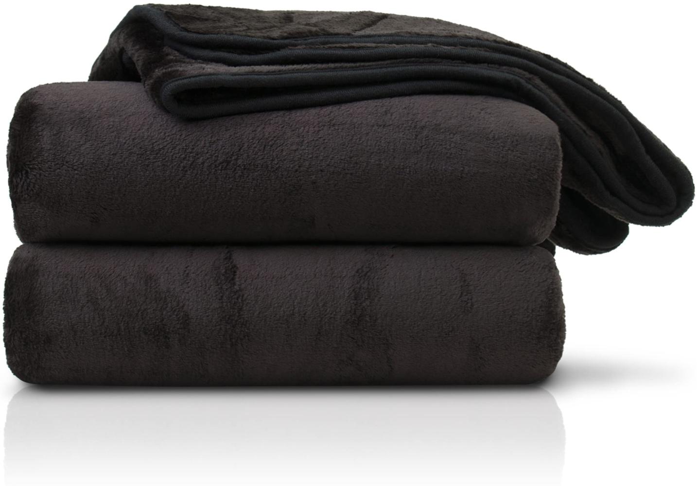 Amago - Kuscheldecke, Cashmere-Feeling, 130 x 170 cm - Schwarz Bild 1