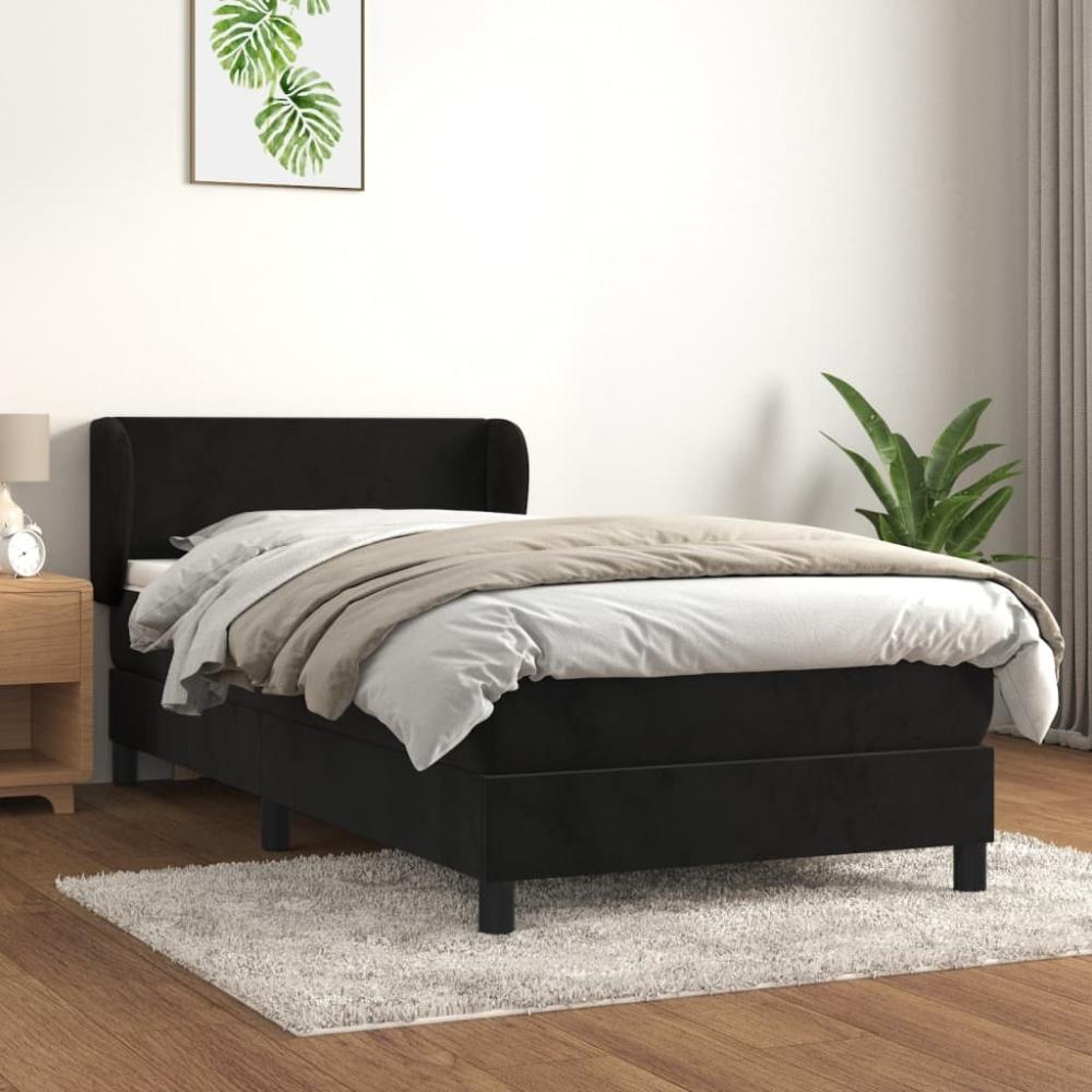 vidaXL Boxspringbett mit Matratze Schwarz 90x190 cm Samt 3127345 Bild 1