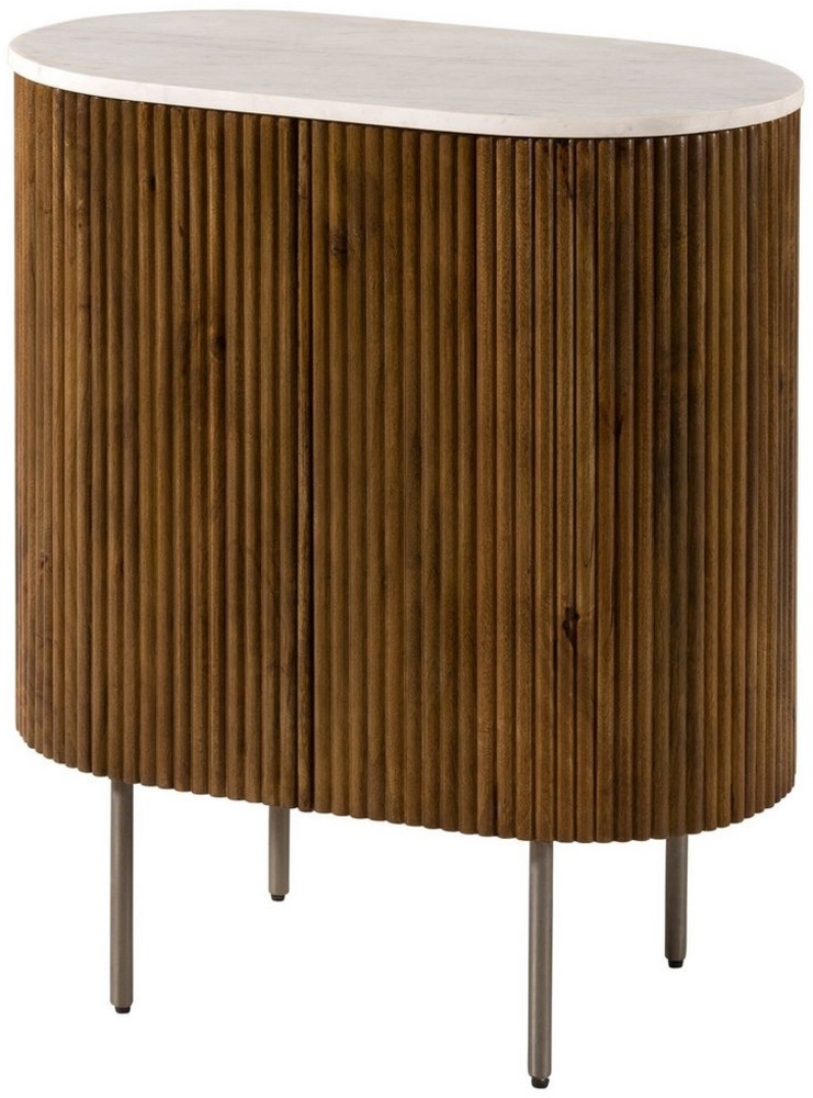 Massivmoebel24 Kommode (Mango 65 x 38 x 76 braun lackiert / Marmor weiß BARCELONA #215) Bild 1