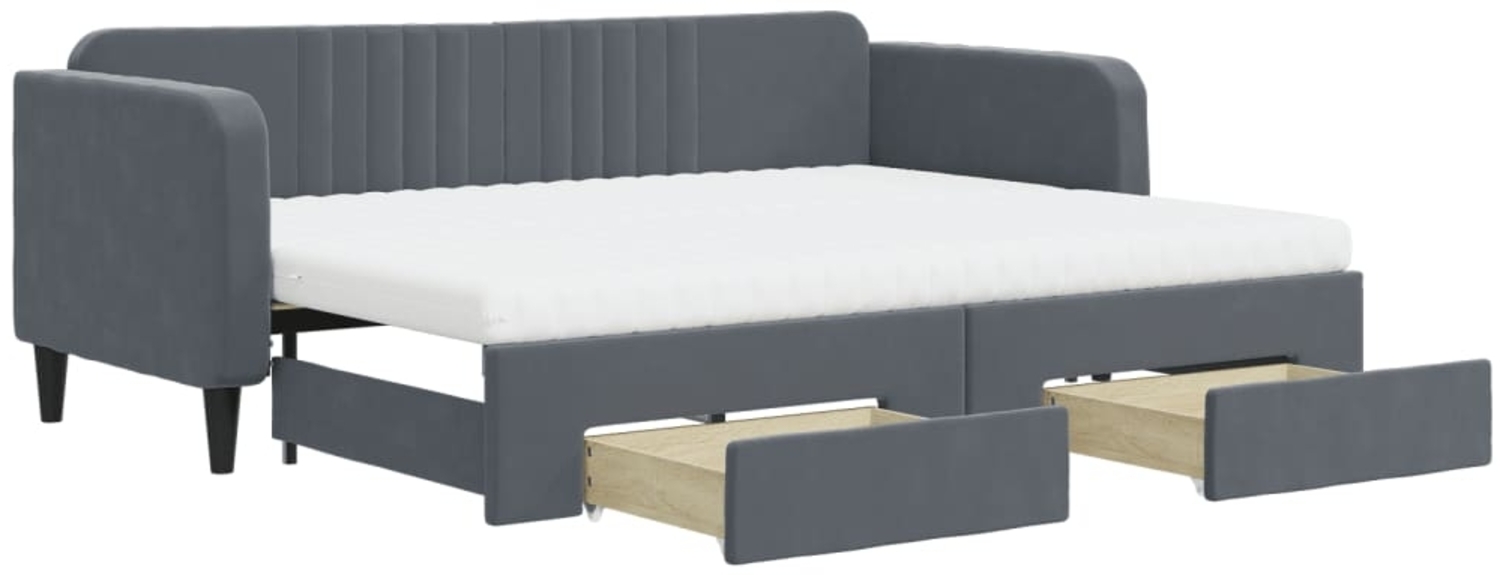 vidaXL Tagesbett Ausziehbar mit Schubladen Dunkelgrau 80x200 cm Samt 3197129 Bild 1