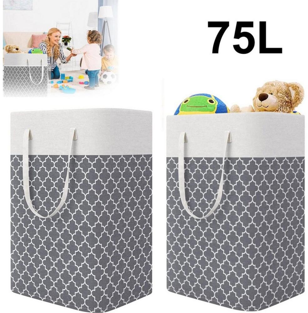 BTTO Wäschebox 75L Wäschekörbe mit Griffe, Wasserdicht Grau (2 St), Aufbewahrung von Kinderspielzeug Bild 1