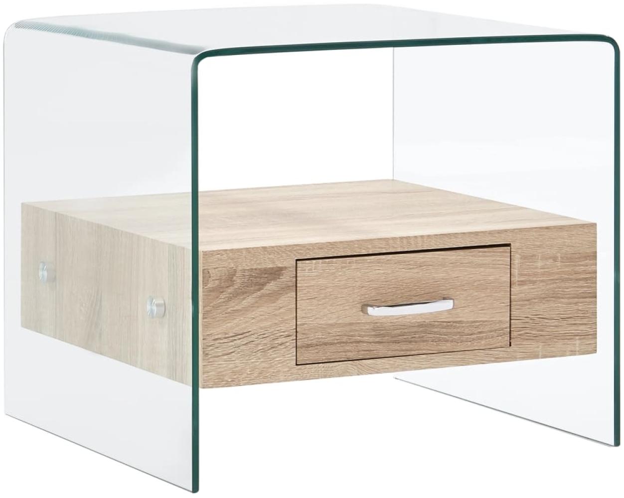 vidaXL Couchtisch mit Schublade 50x50x45 cm Hartglas 284724 Bild 1