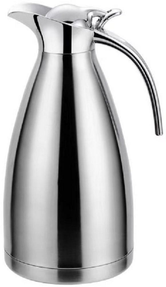 Thermoskanne 2L Isolierkanne Teekanne Thermosflasche Kaffeekanne Silber Bild 1