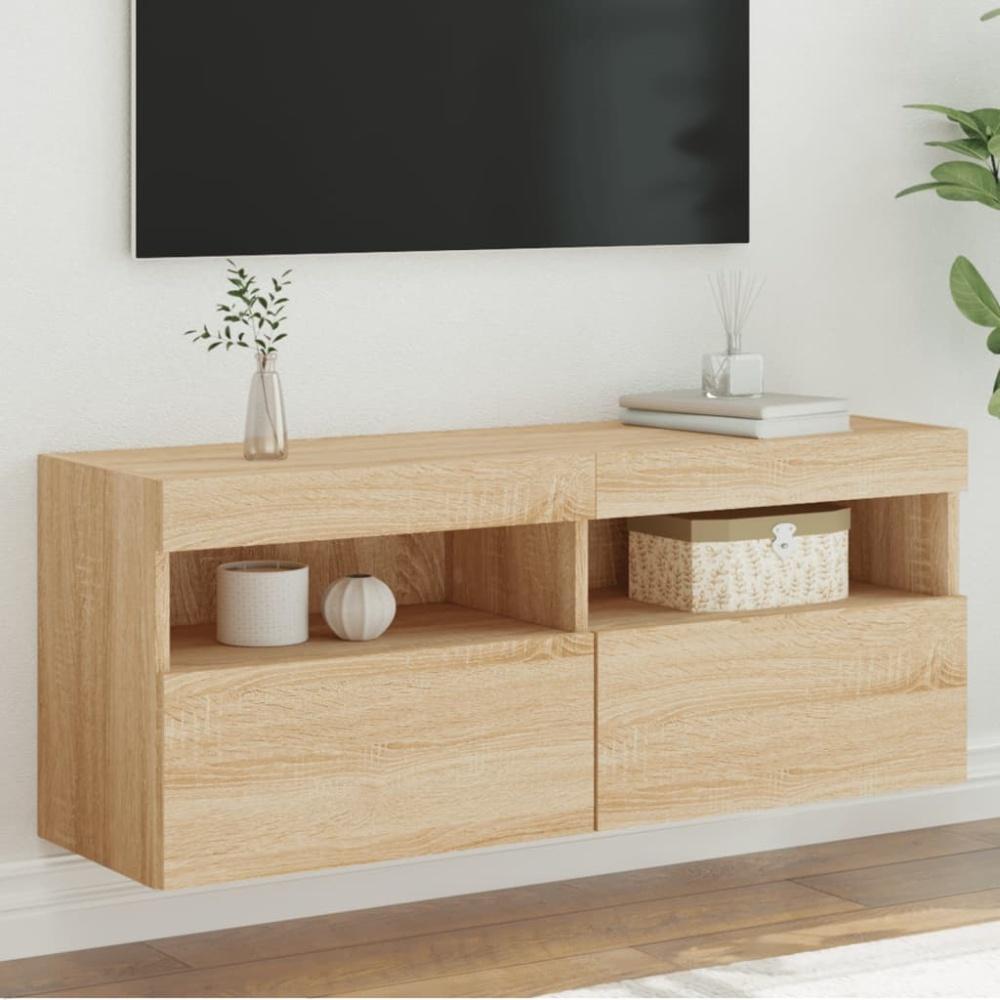 vidaXL TV-Wandschrank mit LED-Leuchten Sonoma-Eiche 100x30x40 cm 837213 Bild 1