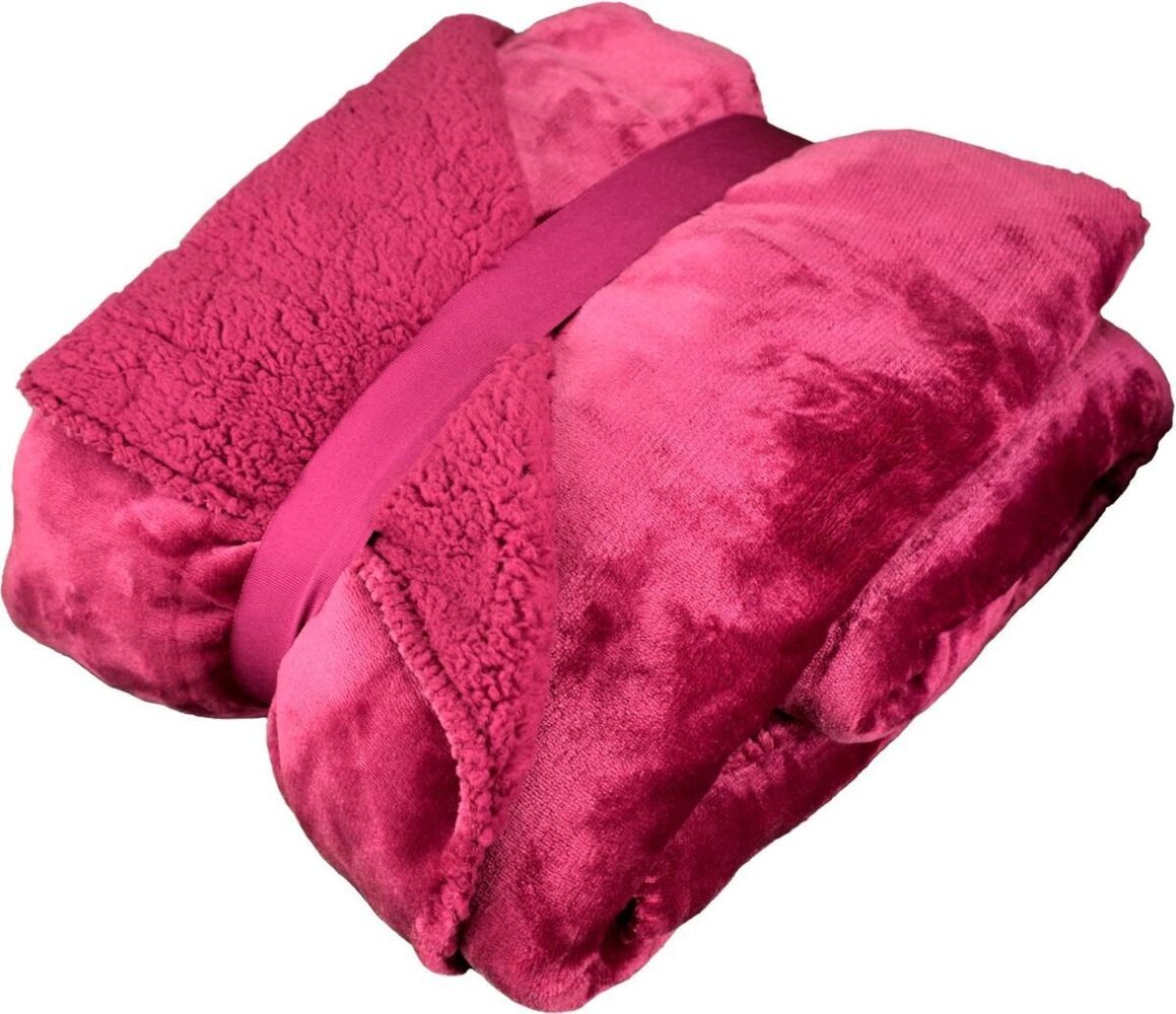 Wohndecke Sherpa 150x200cm Fleece Wohndecke Kuscheldecke 3 Farben Lammfelloptik bordeaux Bild 1