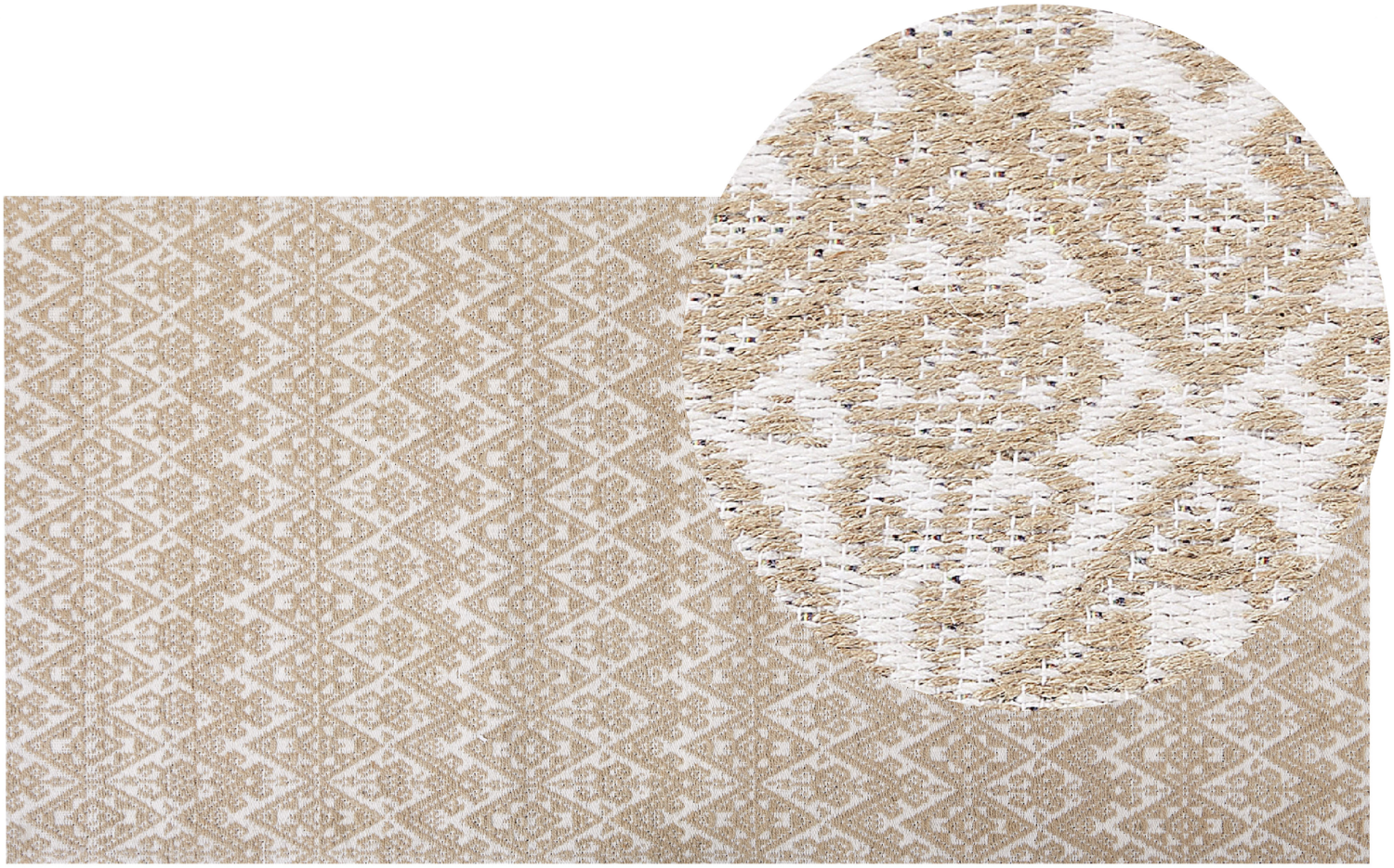 Teppich Jute beige 80 x 150 cm geometrisches Muster Kurzflor ATIMA Bild 1