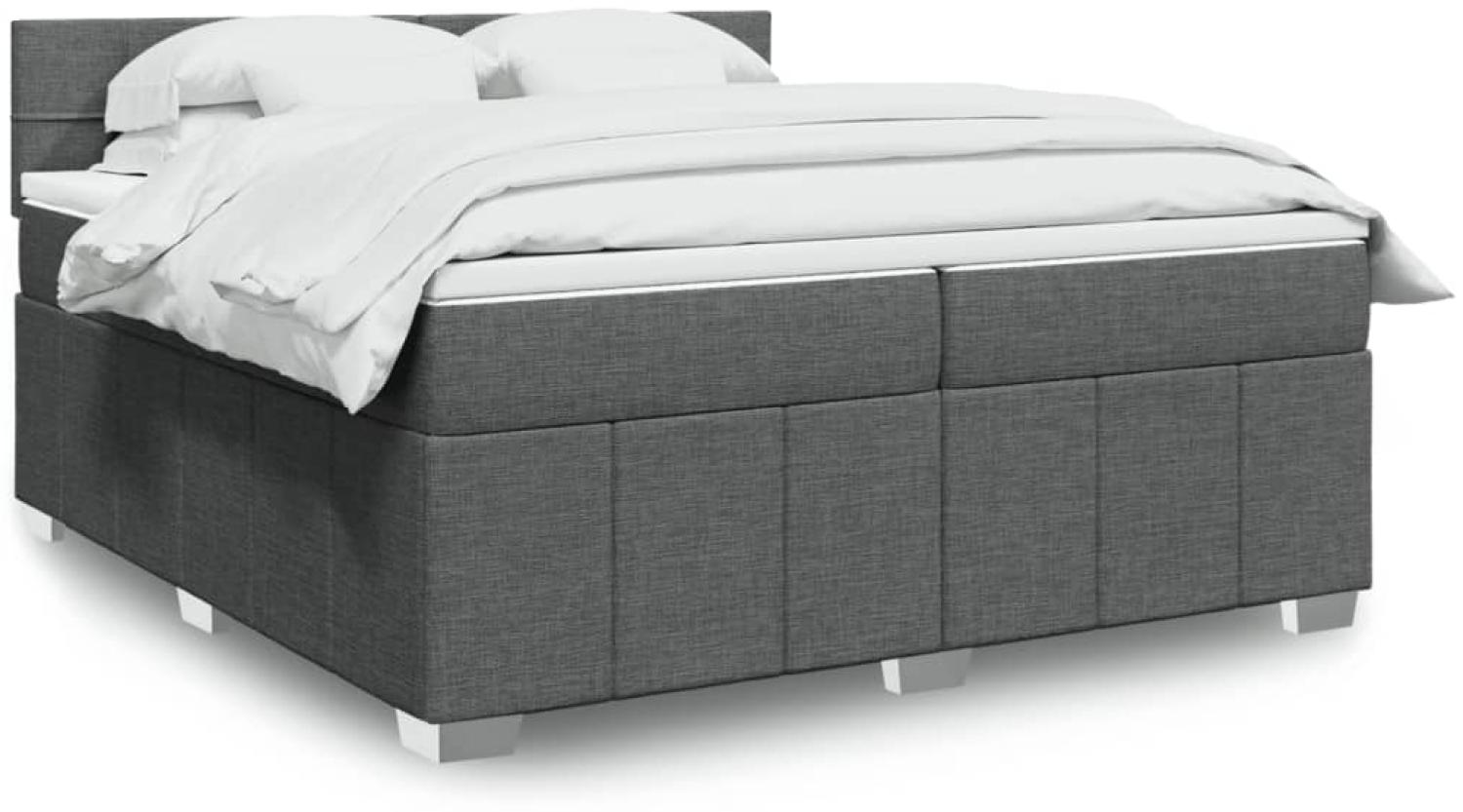 vidaXL Boxspringbett mit Matratze Dunkelgrau 200x200 cm Stoff 3289476 Bild 1