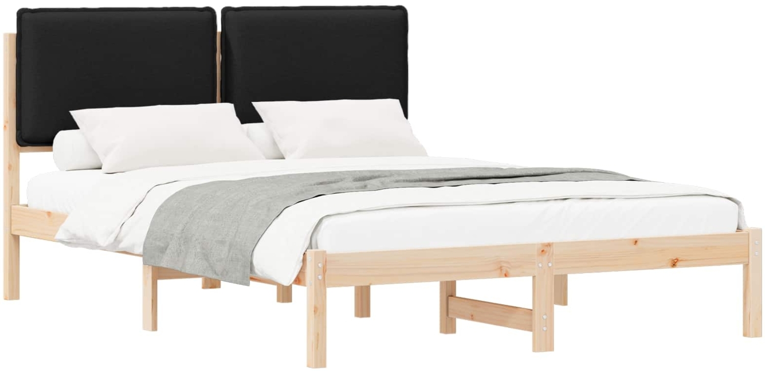 vidaXL Bettgestell mit gepolstertem Kopfteil Schwarz 160 x 200 cm 877826 Bild 1