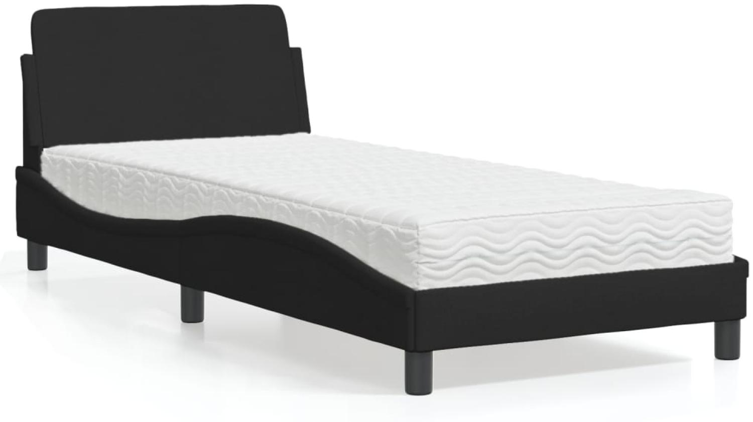 vidaXL Bett mit Matratze Schwarz 90x200 cm Stoff 3208326 Bild 1