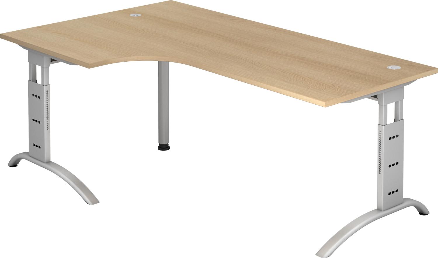 bümö manuell höhenverstellbarer Eckschreibtisch Eiche, Schreibtisch L Form 200x120 cm - Eckschreibtisch höhenverstellbar, L Schreibtisch, PC-Tisch Büro, großer Computertisch, F-Serie, FS-82-E-S Bild 1