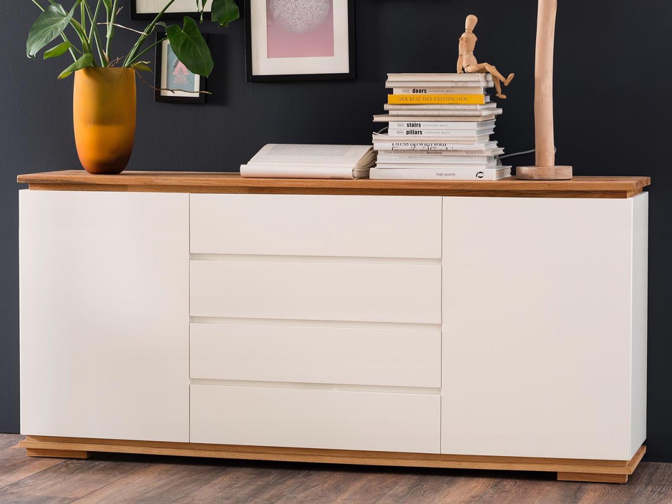 Sideboard >Charleston< in Weiß matt lackiert - 172x81x40cm (BxHxT) Bild 1