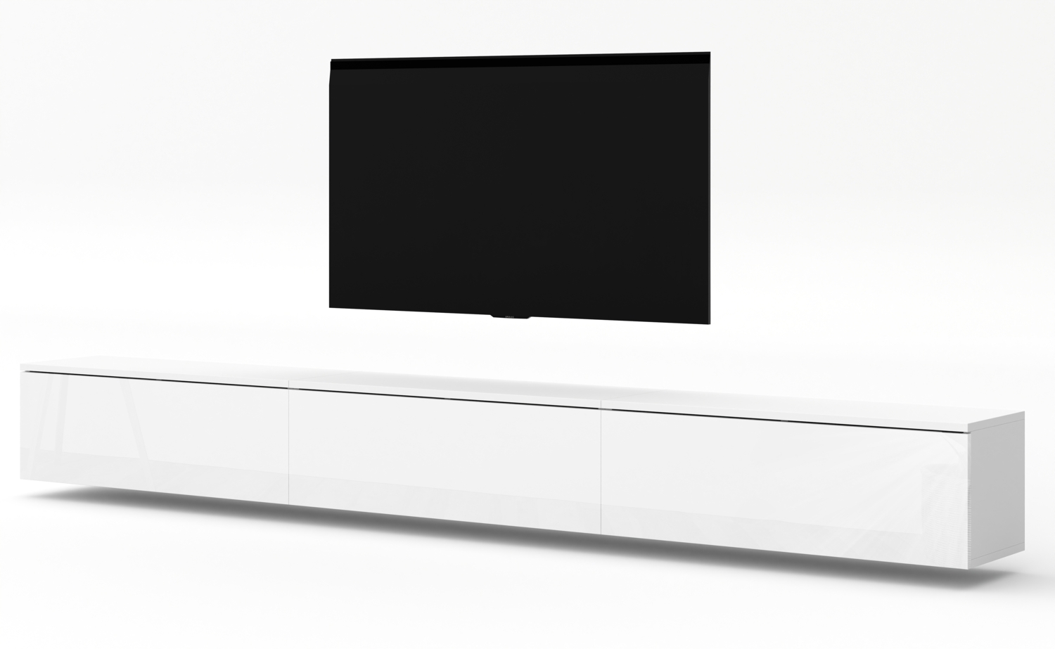 AX LIVING TV Bank weiß Loriano weißes TV Board 3x100 cm Matt/Hochglanz Bild 1
