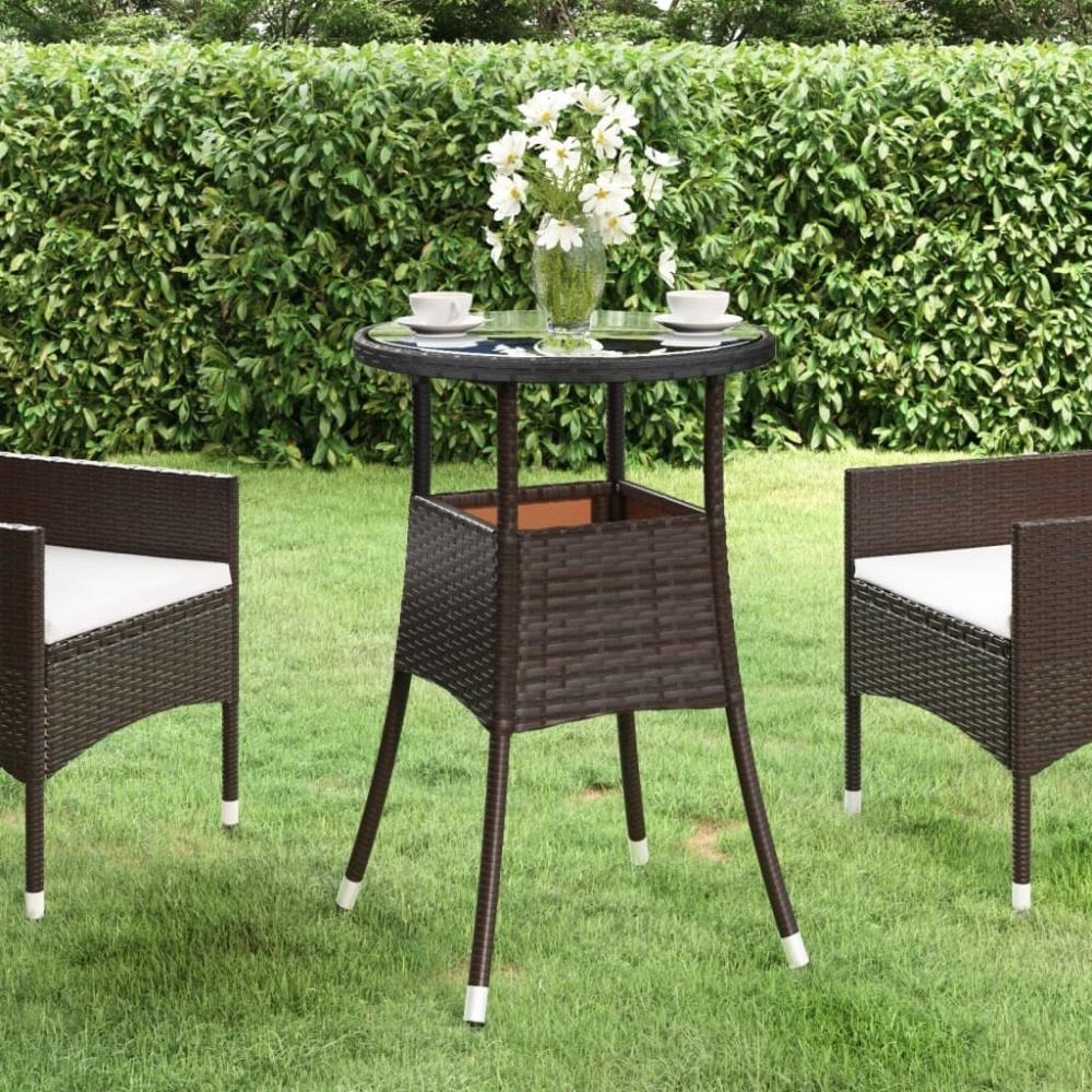 vidaXL Gartentisch Ø60x75 cm Hartglas und Poly Rattan Braun 310599 Bild 1