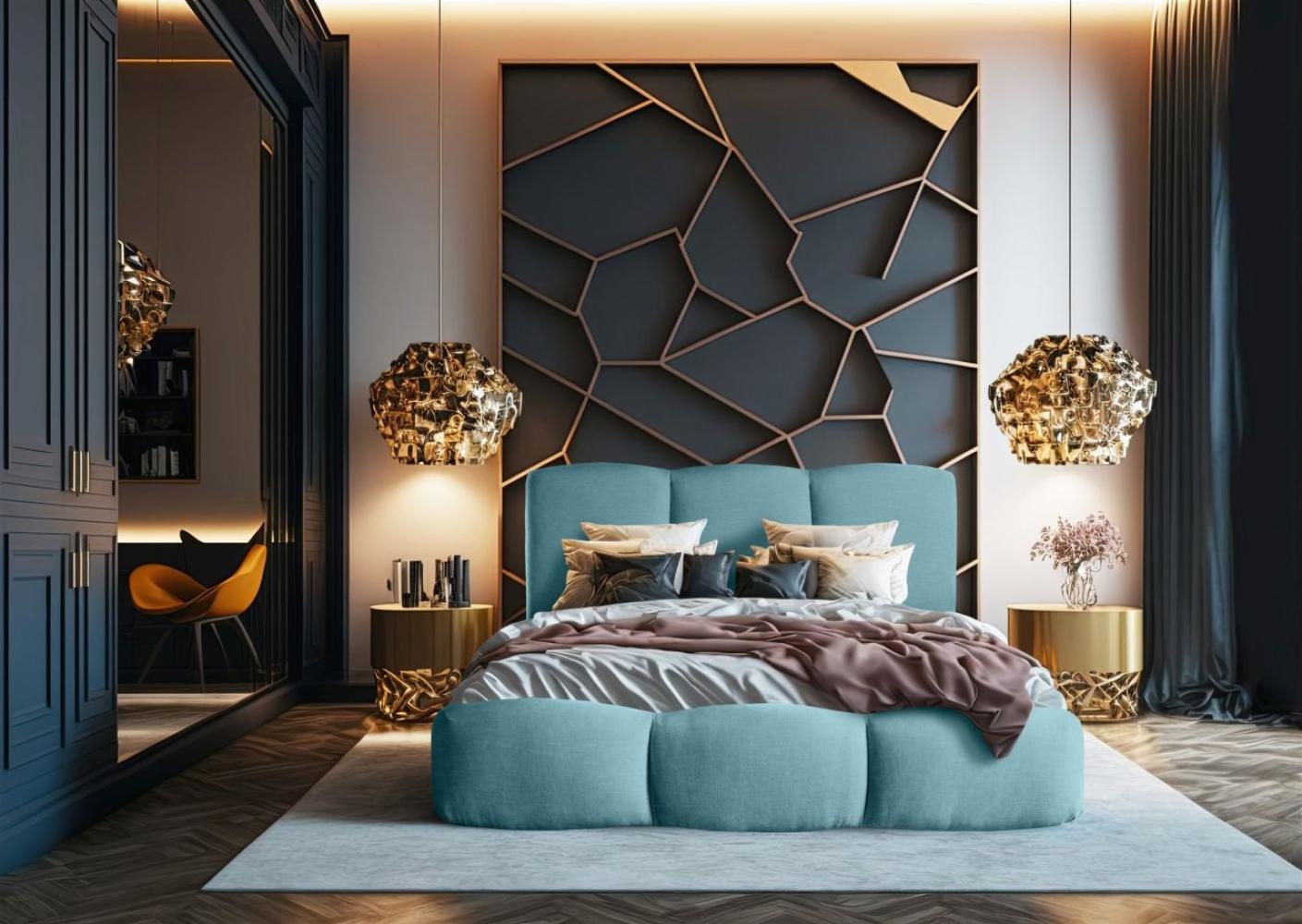 Polsterbett Doppelbett GRACIA 160x200cm in Stoff Boston Sky Bild 1