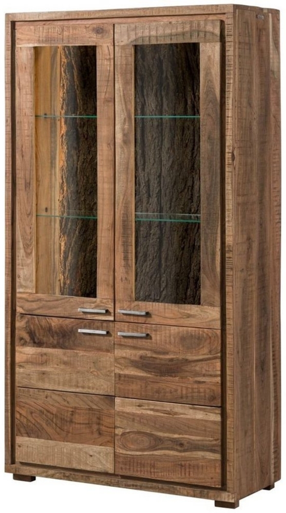 Massivmoebel24 Standvitrine (Vitrine Akazie 98 x 40 x 180 natur lackiert BARK #108) Bild 1