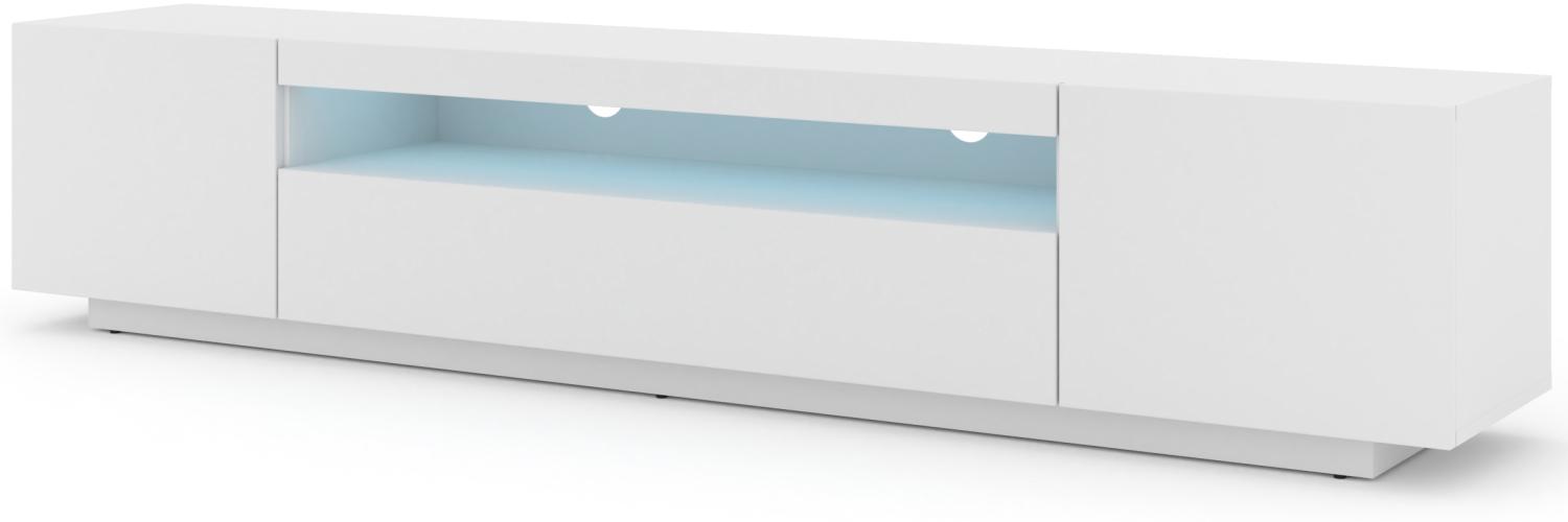 Domando Lowboard Empoli M2 Modern Breite 200cm, stehend oder hängend, LED Beleuchtung in Weiß Matt Bild 1