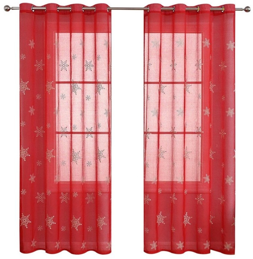 BYSURE Gardine, Ösen (2 St), transparent, Vorhang Weihnachten Schneeflocke Bild 1