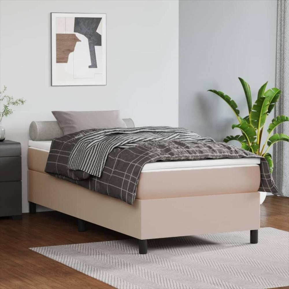 vidaXL Polsterbett mit Matratze Cappuccino-Braun 80x200cm Kunstleder, Härtegrad: H2 [3144577] Bild 1