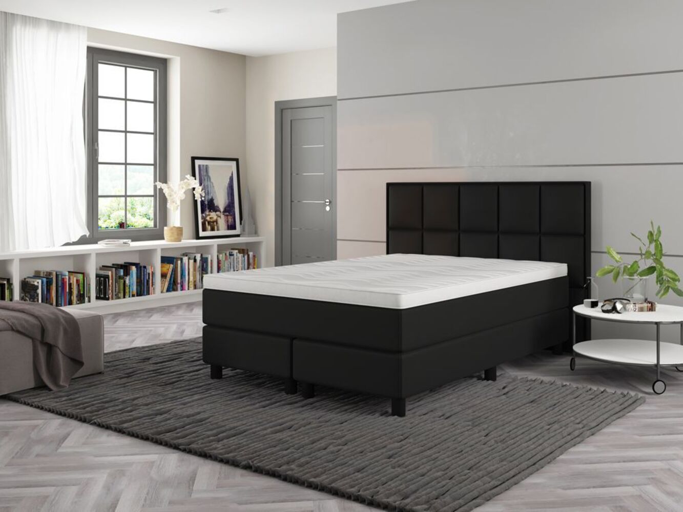 Boxspringbett 'Oslo' Grau 140x200 cm H3 Bild 1