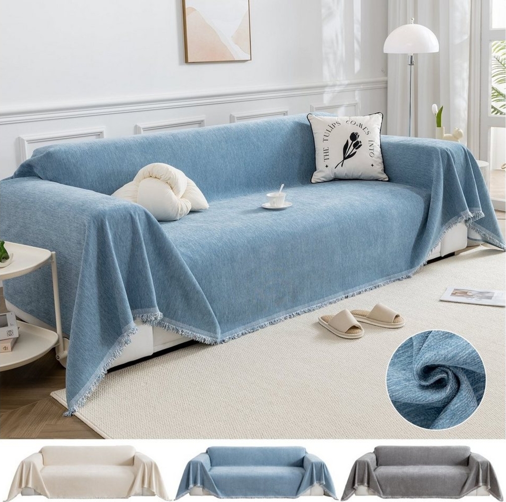 BTTO Sofaschoner Wohndecke 1 St. Stuhlhussen,Chenille Sofabezüge Einfarbig, Bettüberwurf Tagesdecke Kuscheldecke 180X180/180X260/180X340cm Bild 1