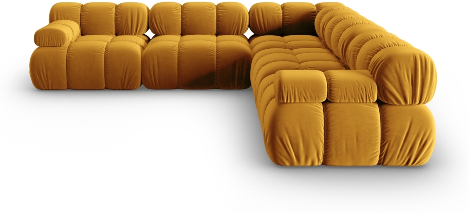 Micadoni Symmetrisches Ecksofa Bellis 5-Sitzer Samt Bluvel Gelb Bild 1