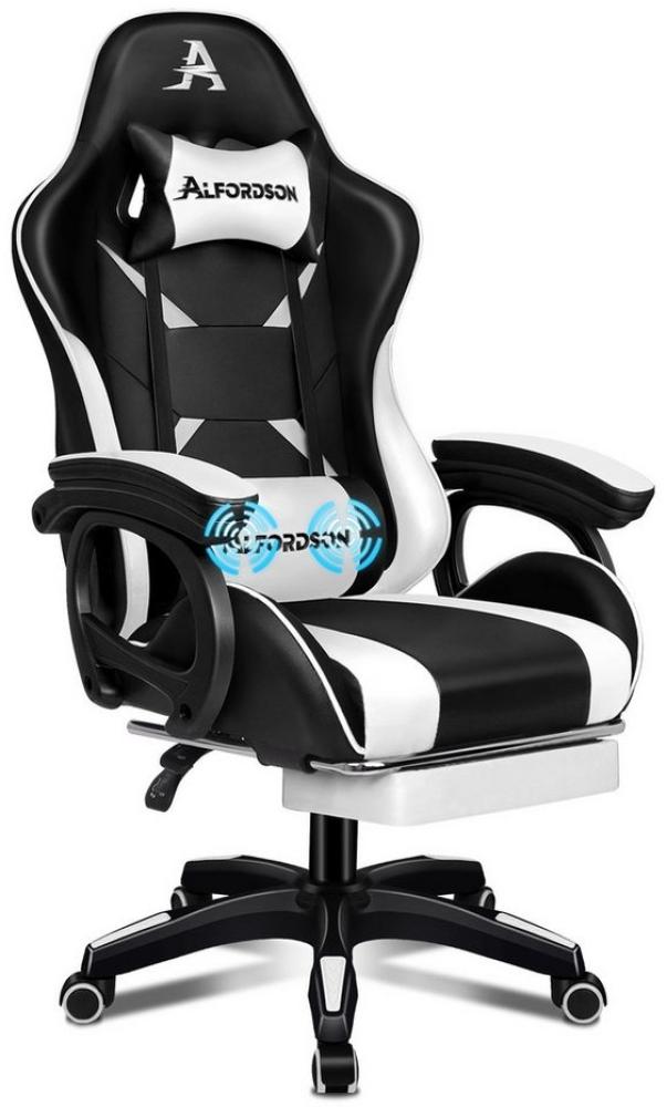 ALFORDSON Gaming-Stuhl mit Massage-Lendenkissen, X-Large, 5 Massagemodi, USB-Anschluss (1 St), Einziehbare Fußstütze, 90°- 150° verstellbare Rückenlehne, Ergonomisch Bild 1