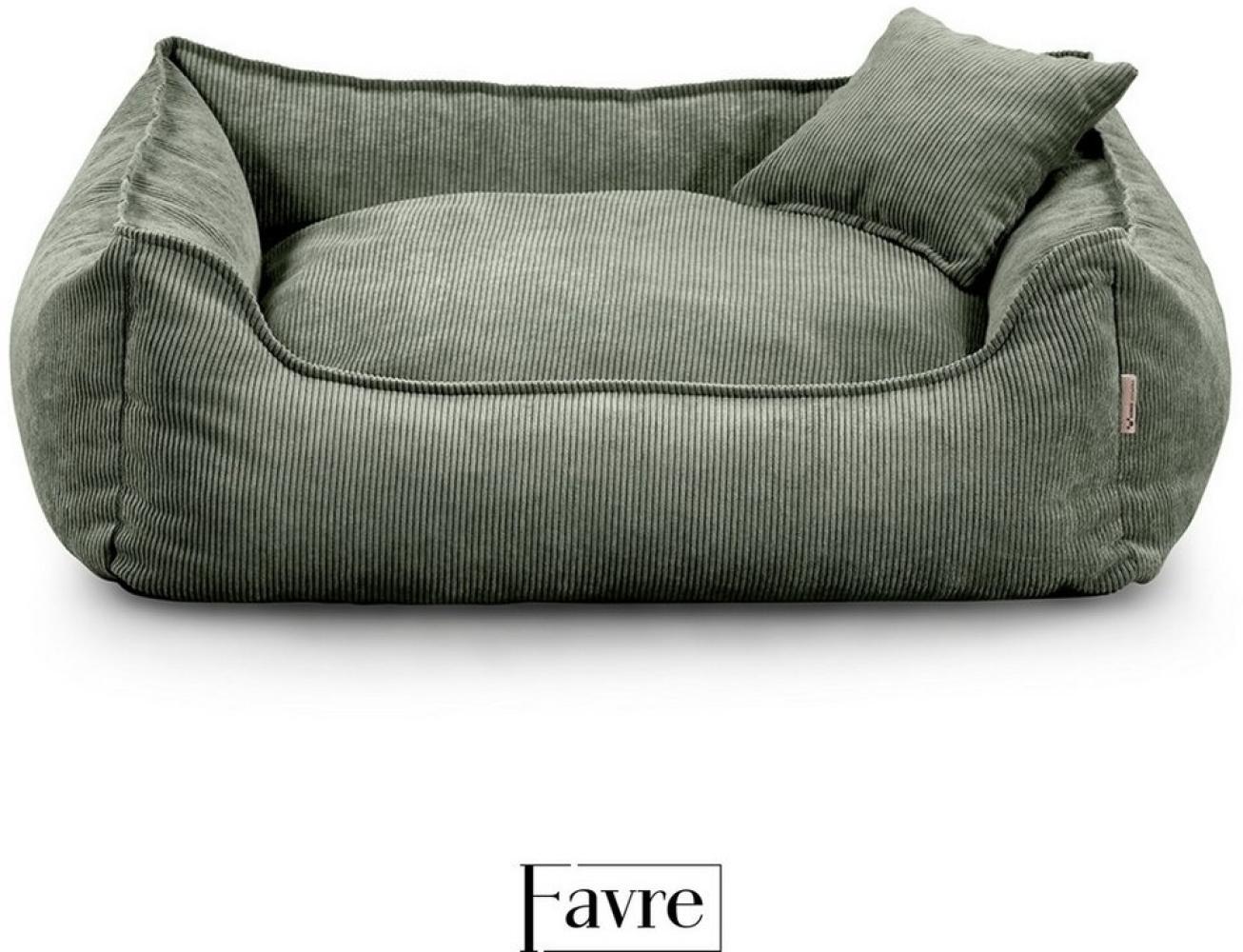 FAVRE Tierbett Hundebett Lucky mit abnehmbarem, waschbarem Cord-Bezug, 100% Polyester, verschiedene Größen, Gratis Kopfkissen Bild 1