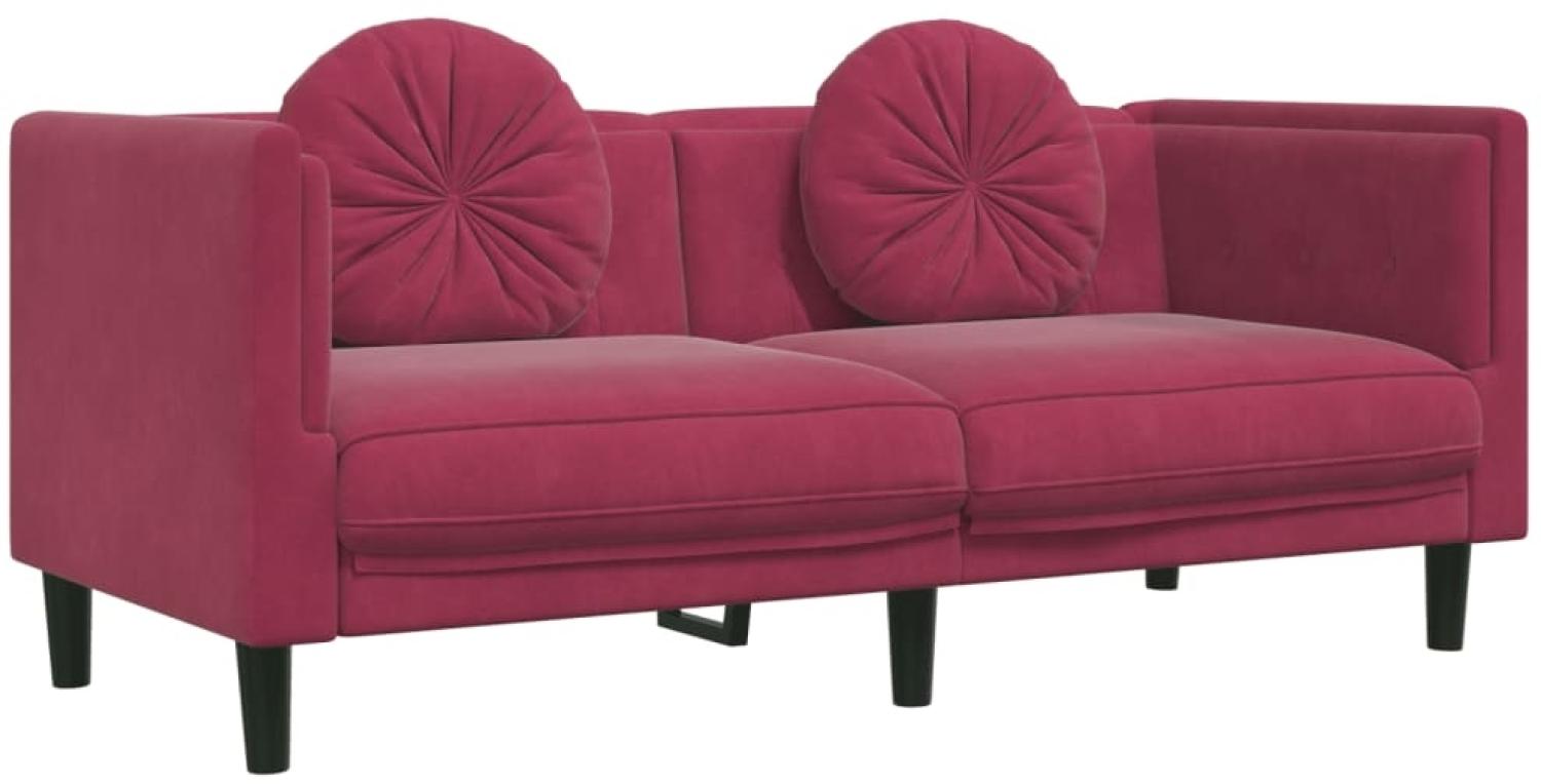vidaXL Sofa mit Kissen 2-Sitzer Weinrot Samt 372636 Bild 1