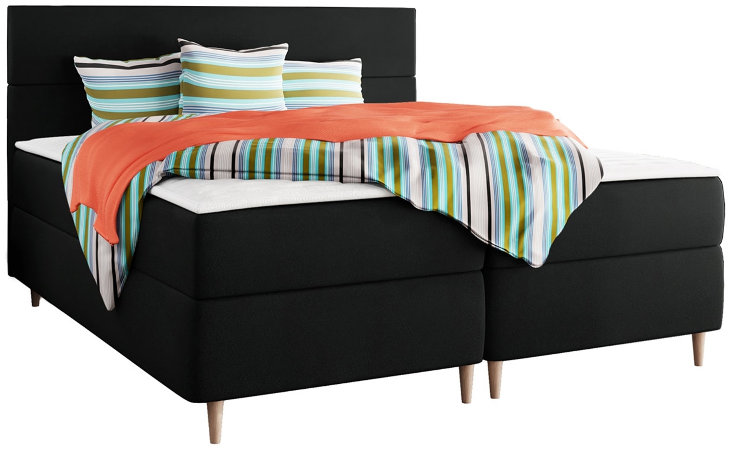 Boxspringbett Namiro, Schwarz, 140x200 cm Bild 1