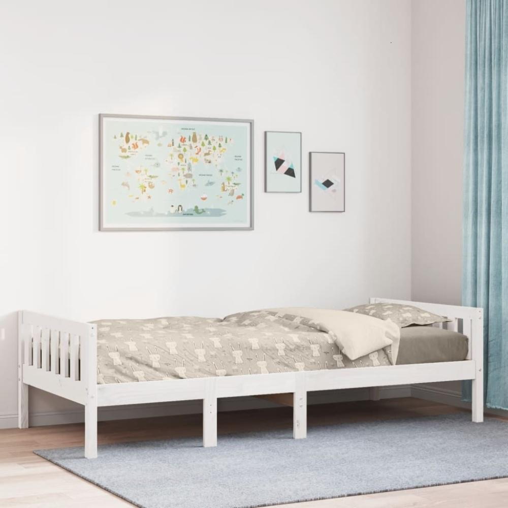 vidaXL Kinderbett ohne Matratze Weiß 90x200 cm Massivholz Kiefer 855028 Bild 1