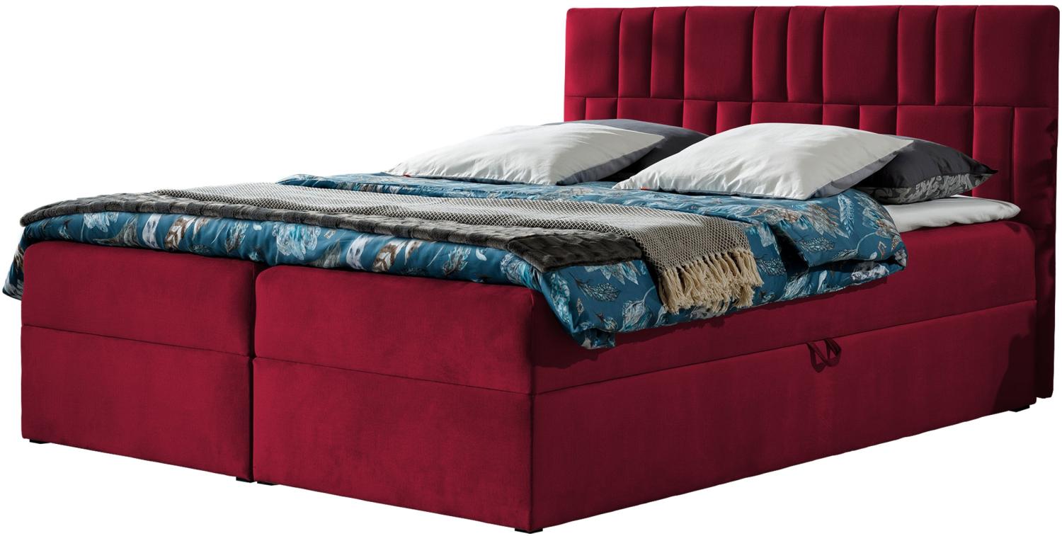 Boxspringbett Trifoli III, Rot, 160 x 200 cm Bild 1