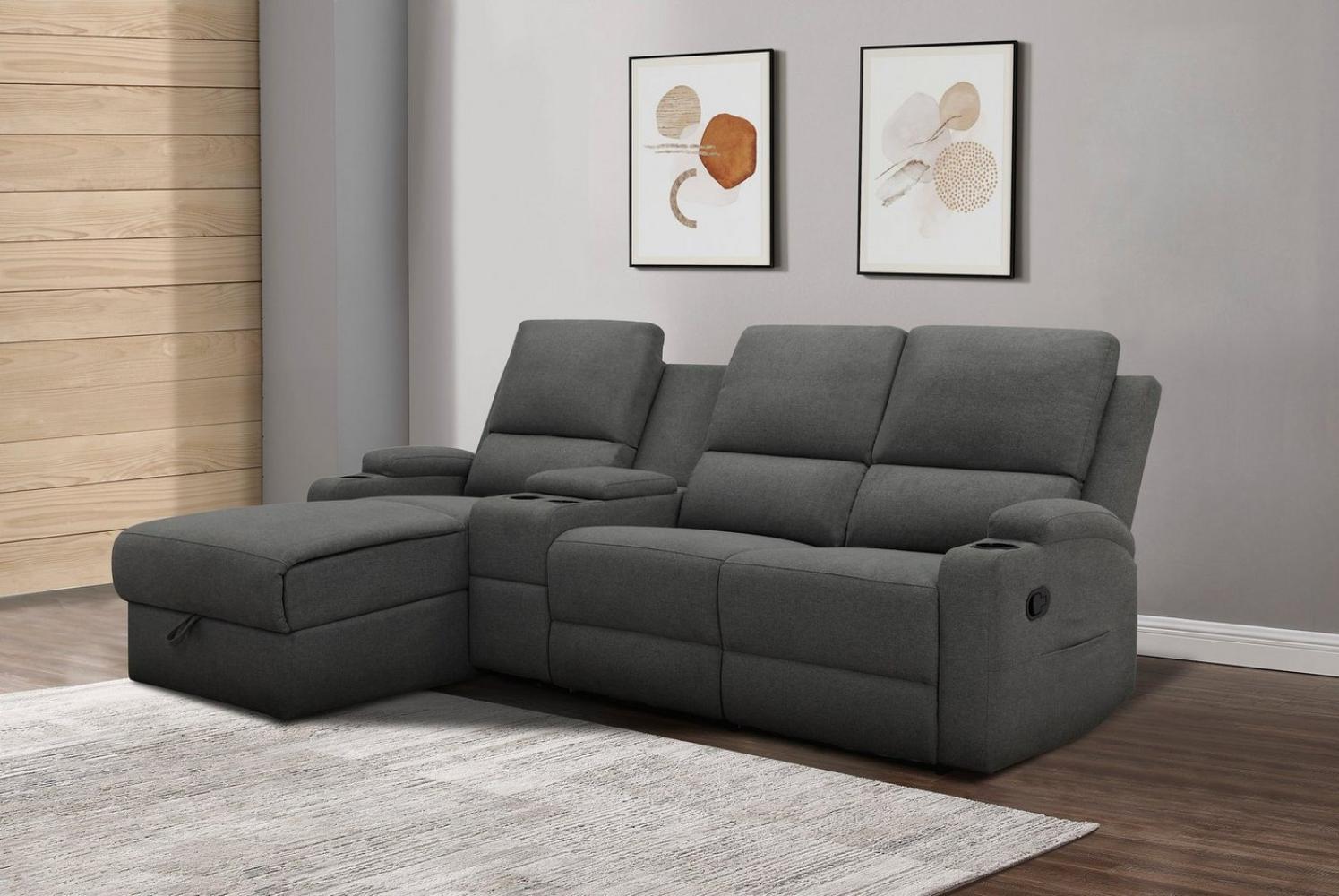 Home affaire Ecksofa Napori Multimediasofa, 3er Kinosessel XXL, L-Form, Kinosofa mit Relaxfunktion, Getränkehalter, Staufach und Staukasten Bild 1