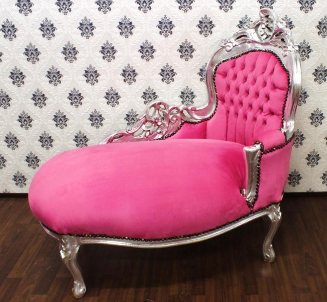 Barock Kinder Chaiselongue Rosa / Silber - Recamiere Barock Möbel Bild 1