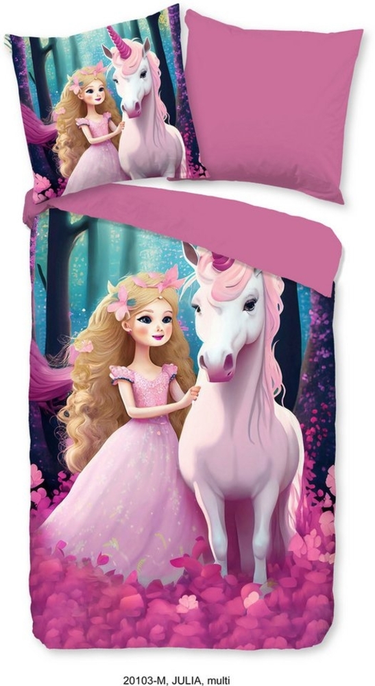 PURE luxury collection Kinderbettwäsche Julia, Microfaser, 2 teilig, Mikrofaser, 135x200, Reißverschluss, Wendeoptik, Weich, Kind, Einhorn Bild 1