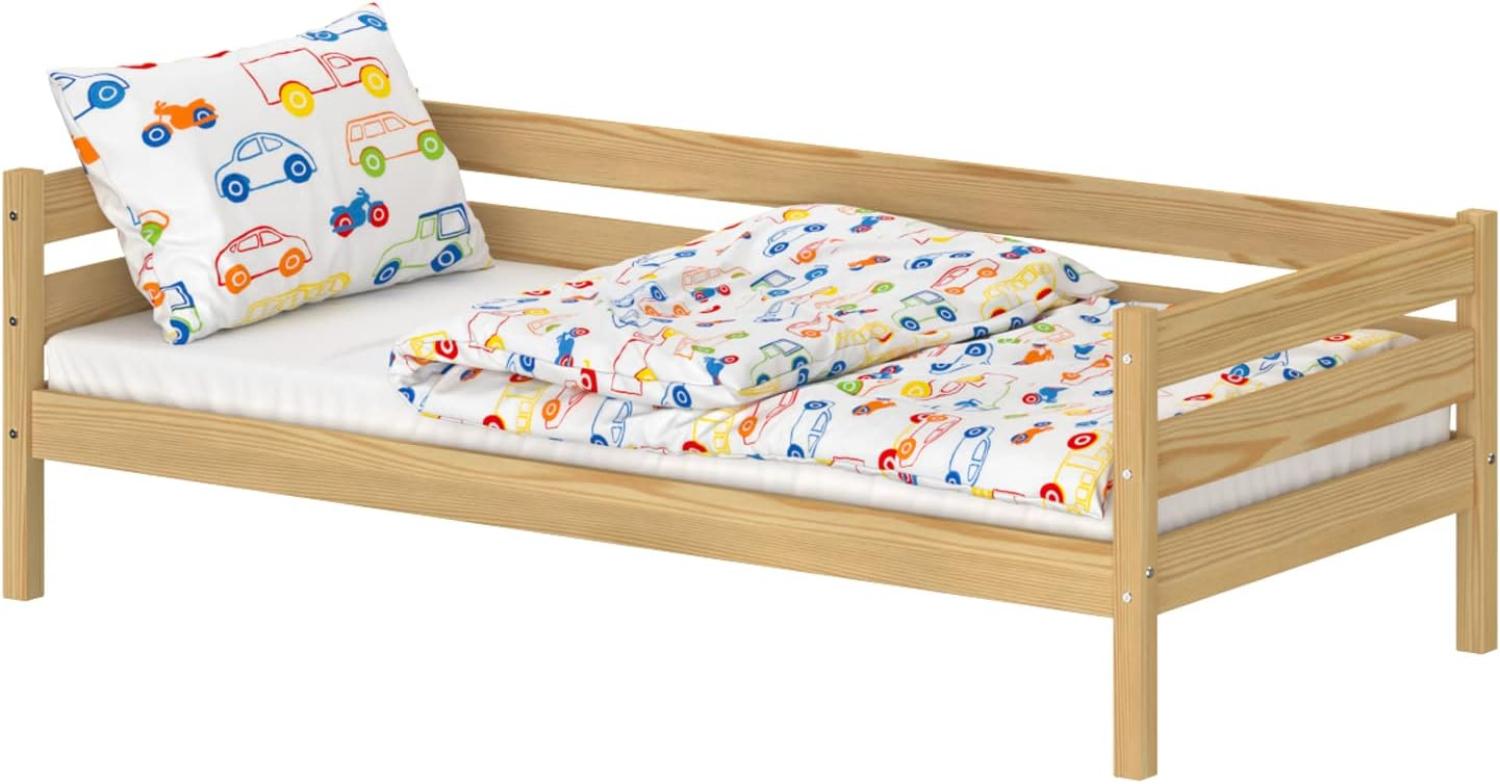 WNM Group Kinderbett fr Mdchen und Jungen Kaira - Jugenbett aus Massivholz - Hohe Qualitt Bett 180x80 cm - Natrliche Kiefer Bild 1