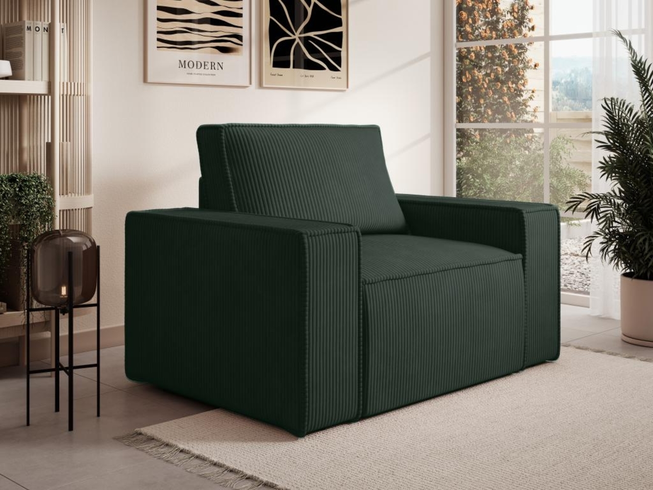 Vente-unique - Sessel - Cord - Tannengrün - AMELIA Bild 1