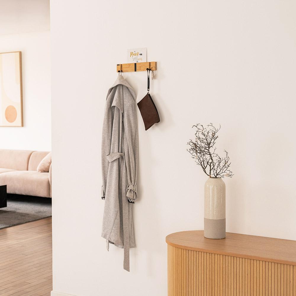 HOME DELUXE Garderobenleiste HOOK inkl. Haken und Magnete - Bambus Bild 1